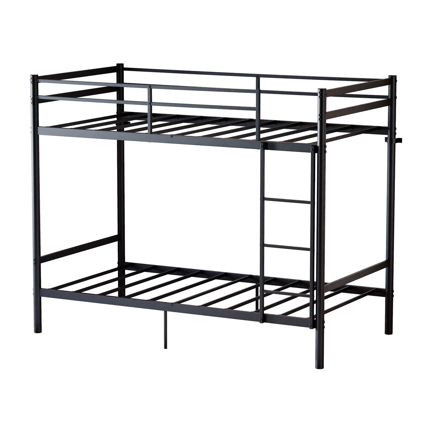 Bunk Bed with Ladder and high Guardrail, Metal Bunk Bed, Storage Space, Noise Free,Twin Over Twin Size,Black image 6