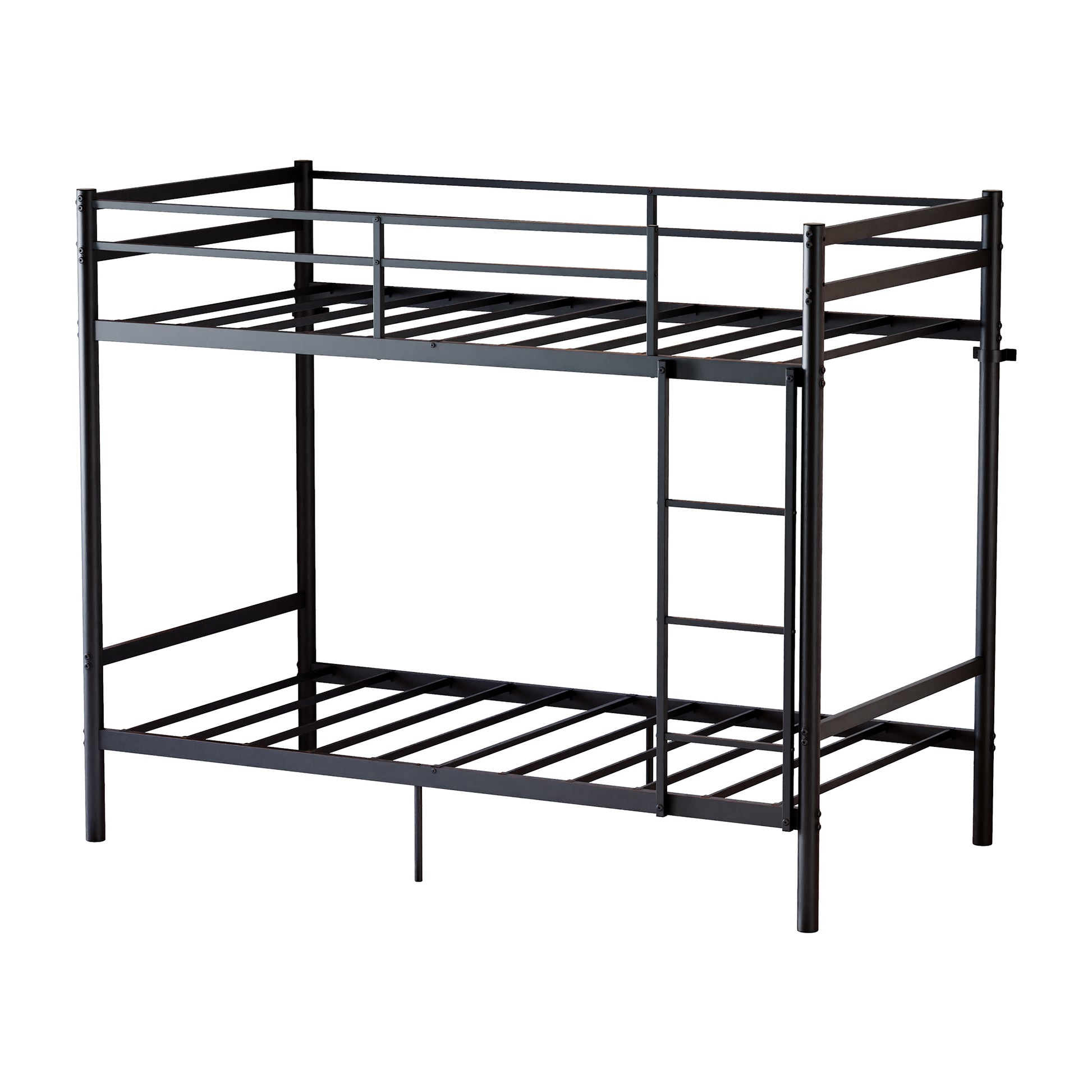 Bunk Bed with Ladder and high Guardrail, Metal Bunk Bed, Storage Space, Noise Free,Twin Over Twin Size,Black image 6