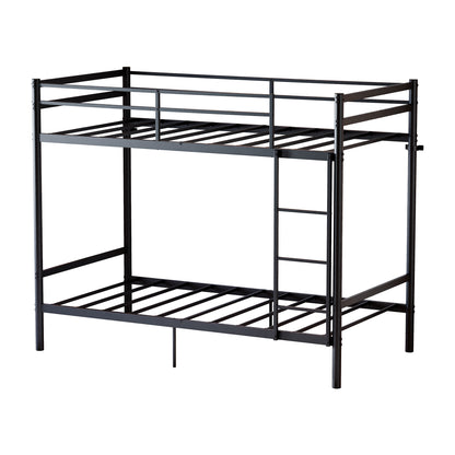 Bunk Bed with Ladder and high Guardrail, Metal Bunk Bed, Storage Space, Noise Free,Twin Over Twin Size,Black image 6