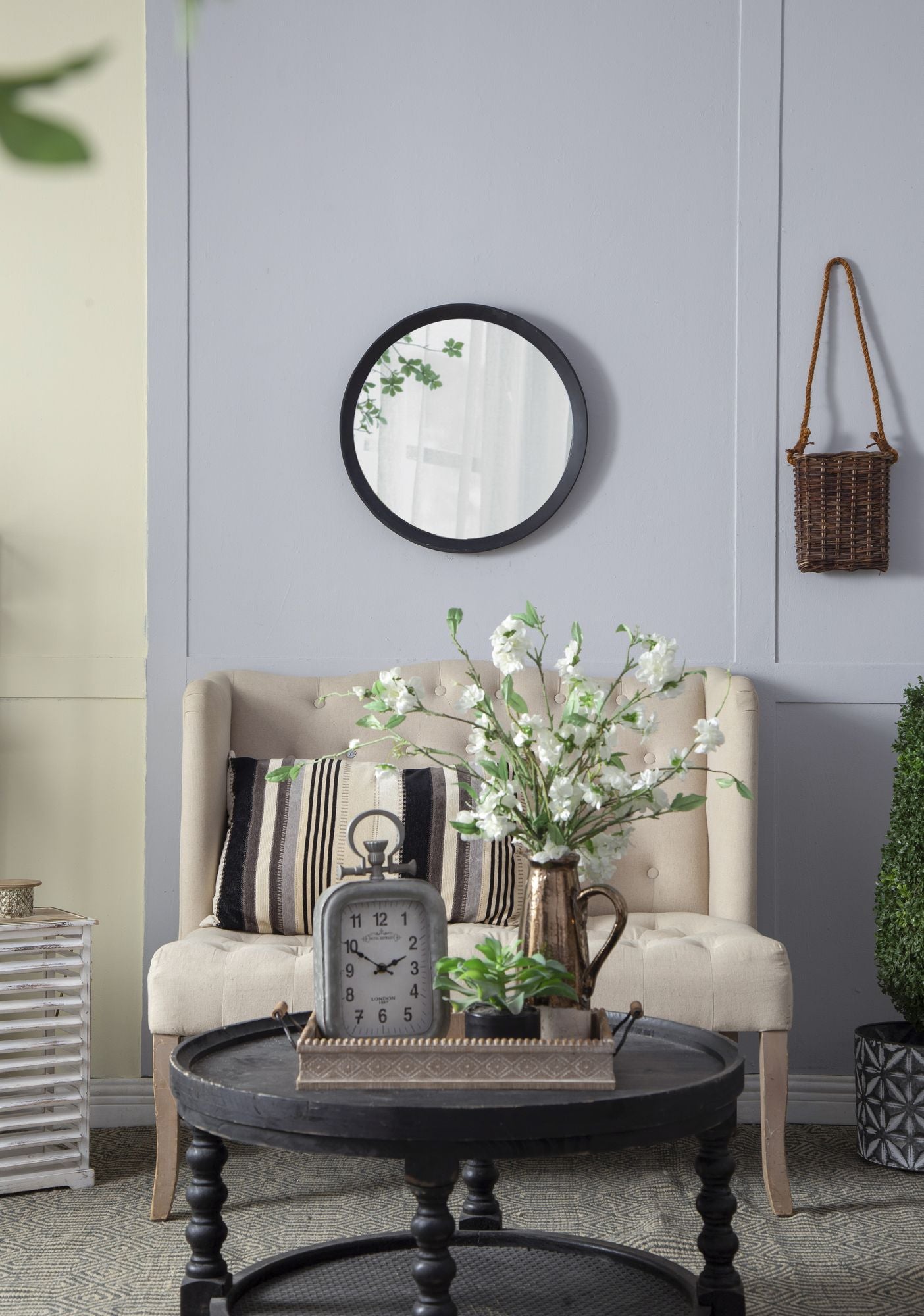 D20x1.5"Transitional Decor Style Mango Wood Wall Mirror Wall Decor with Frame of Solid Mango Wood for Bathroom,Entryway  image 10