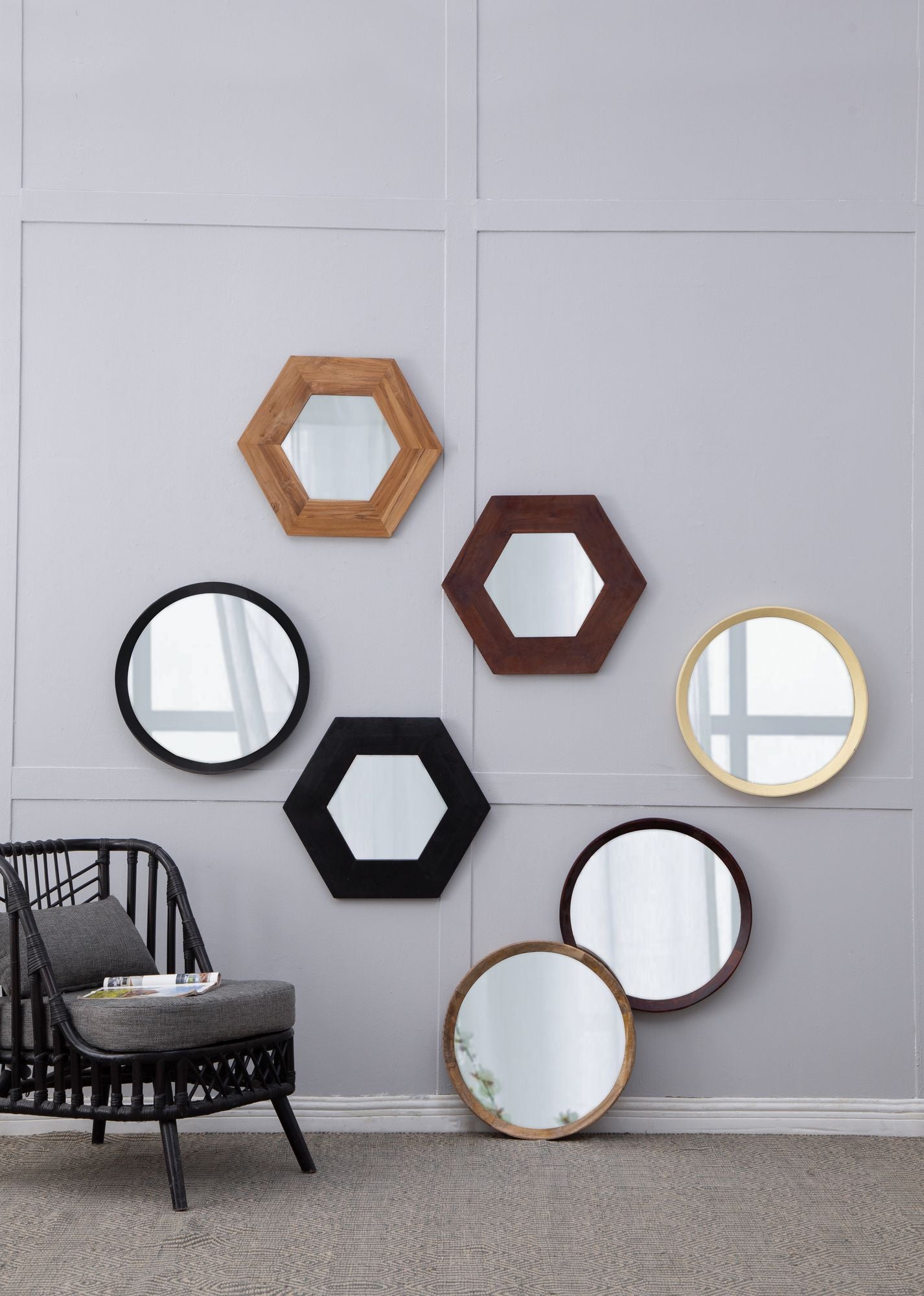 D20x1.5"Transitional Decor Style Mango Wood Wall Mirror Wall Decor with Frame of Solid Mango Wood for Bathroom,Entryway  image 11
