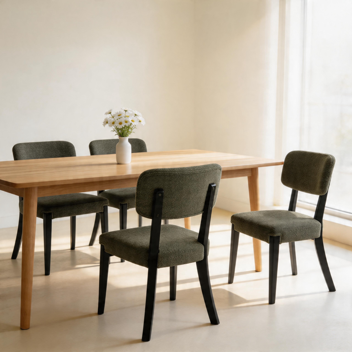 Modern Armless Dining Chairs Set of 2, Green, Contemporary Side Chairs with Wood Legs - Versatile Accent Chairs for Dining Room, Kitchen, or Living Room image 5