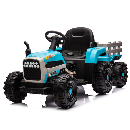 Ride on Tractor with Trailer,24V Battery Powered Electric Tractor Toy, 200w*2motor 1.86-4.97MPH/Remote Control,electric car for kids,Three speed adjustable,USB,MP3,Bluetooth,LED light, safety belt. image 2