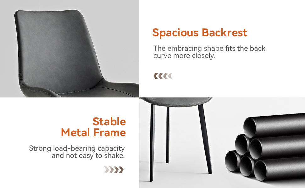 Grey PU Leather & Iron Leg Dining Chairs (2-Piece) image 6