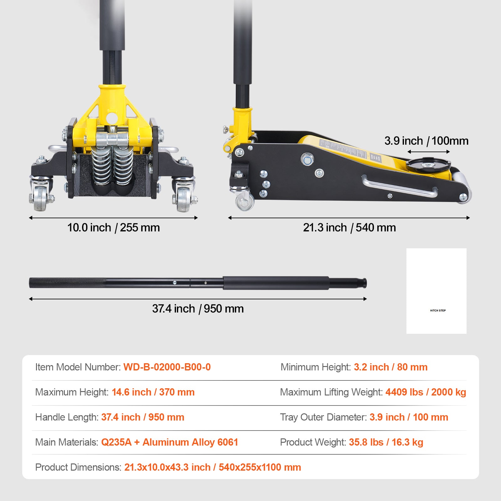 Low Profile Floor Jack 2 Ton Heavy Duty Dual Piston Rapid Pump image 3