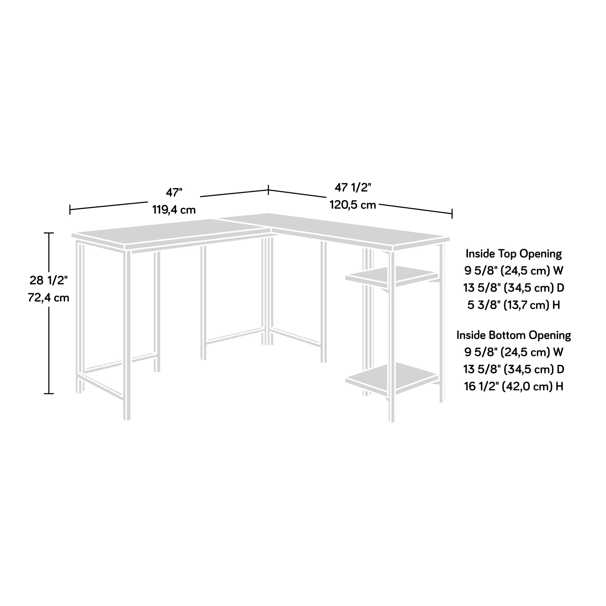 L-Shaped Desk with Rustic Style, Brown finish image 11