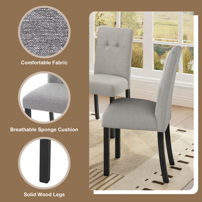 6 Piece Modern Dining Table Set, 63" Faux Marble Dining Table with Geometric Legs & 4 Upholstered Chairs & 1 Bench, Suitable for Dining Kitchen Room,Easy to Assemble, White+Gray image 8