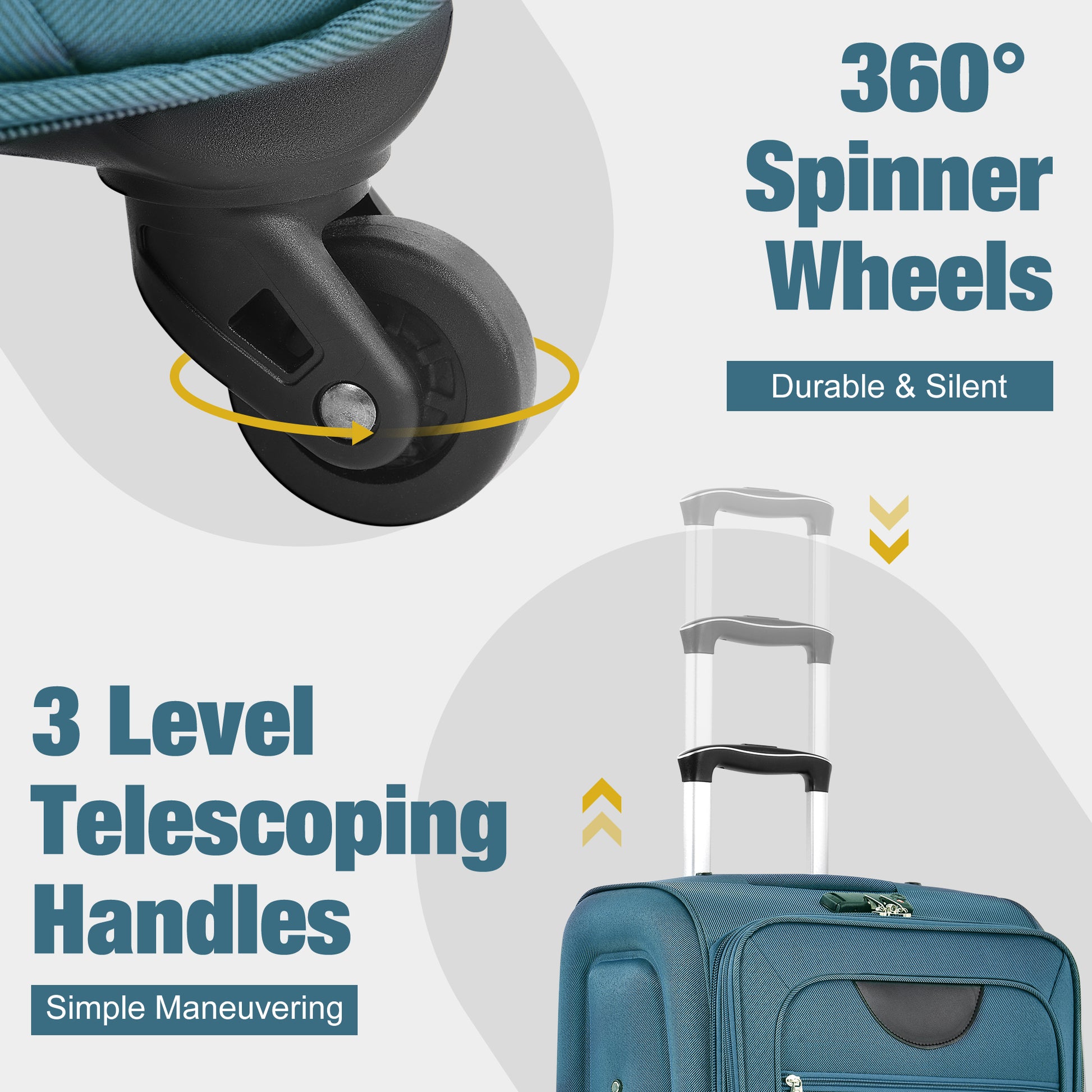 Softside Luggage Expandable 3 Piece Set Suitcase with Duffel Bag Upright Spinner Softshell Lightweight Luggage Travel Set-22/26/30 IN image 4