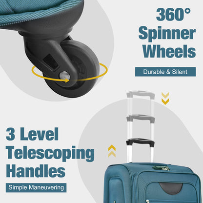 Softside Luggage Expandable 3 Piece Set Suitcase with Duffel Bag Upright Spinner Softshell Lightweight Luggage Travel Set-22/26/30 IN image 4