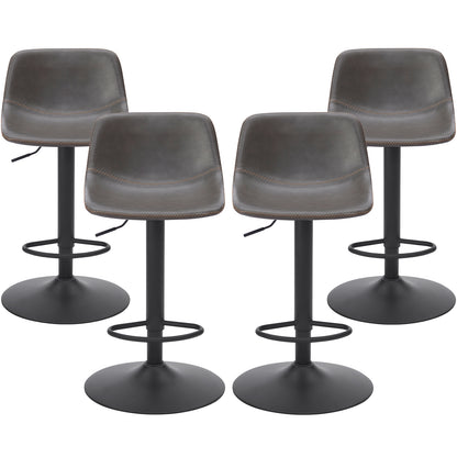 Adjustable Bar Stools Set of 2, Mid Century Modern Swivel Bar Stools, Industrial Bar Height Stools With Back Support Counter Height Bar Chairs Pu Leather Bar Stool for Kitchen Island Rustic Barstools image 9