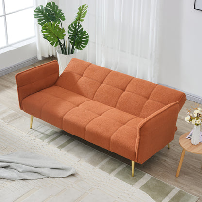 70-inch teddy fleece sofabed, convertible futon sofabed with adjustable arms and backrest, modern love sofa for living room and bedroom. image 8