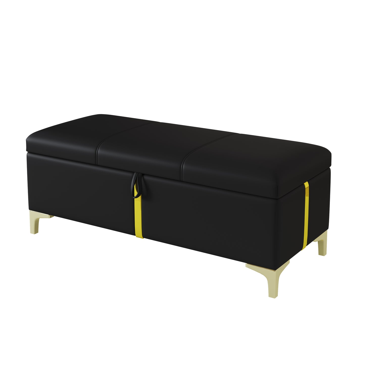 2-Pieces Bedroom Sets,Queen Size Upholstered Platform Bed with Hydraulic Storage System,Storage Ottoman with Metal Legs,Black(Old SKU:N733S207778B) image 7