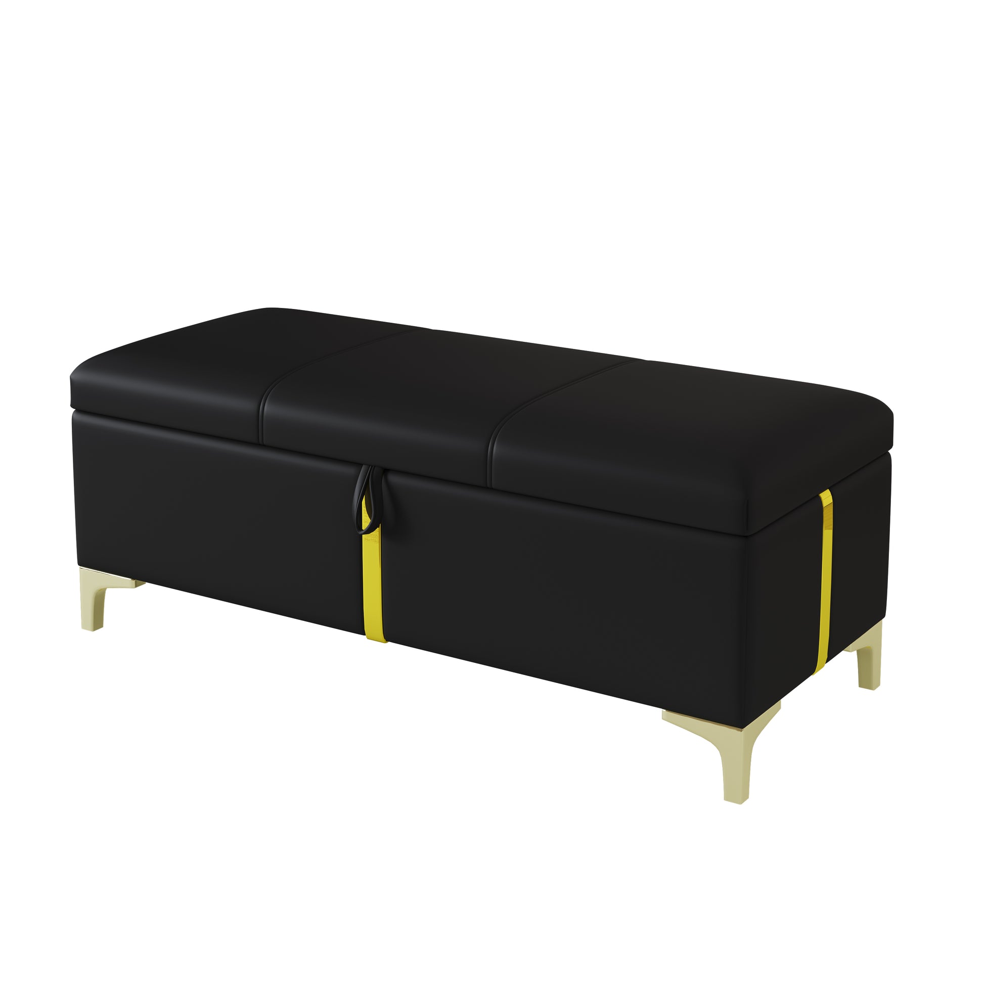 2-Pieces Bedroom Sets,Queen Size Upholstered Platform Bed with Hydraulic Storage System,Storage Ottoman with Metal Legs,Black(Old SKU:N733S207778B) image 7