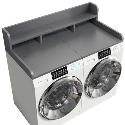 Washer Dryer Countertop with Non-slip Pads, Laundry Wood Shelf Topper with Edge, 54" Width x 27.5" Depth Double Layer Organizer for Washer and Dryer Laundry Hamper Counter Storage Organization (GRAY) image 7