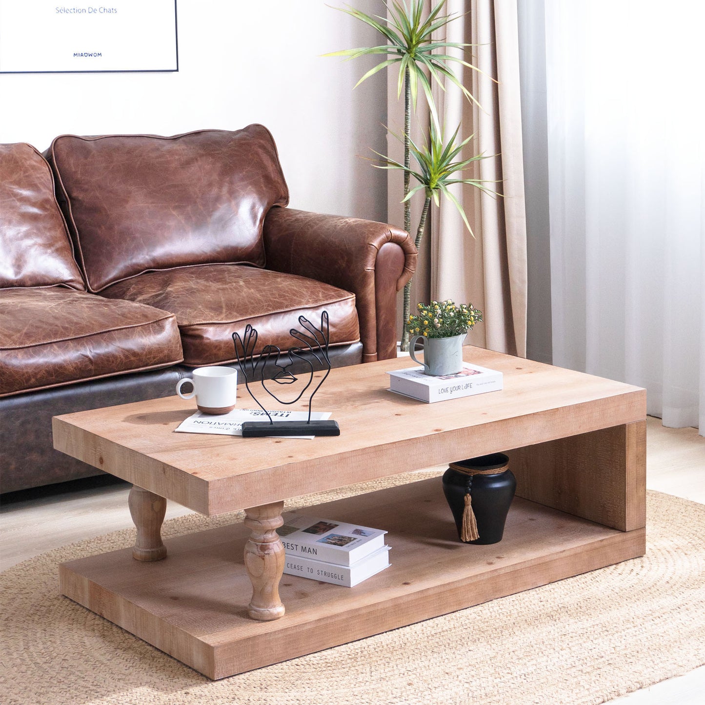 Rustic coffee table, Wood coffee table, Farmhouse coffee table, Modern rustic furniture, Coffee table with shelf, Wooden living room table image 1