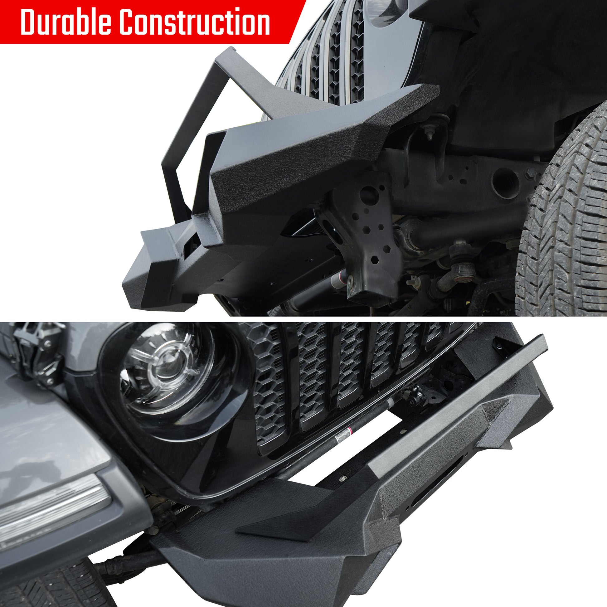 X Style Front Bumper with Winch Plate Compatible with Wrangler JK (2007-2017) Heavy Duty Black Textured Manganese Steel Construction, Perfect for On and Off-Road Used image 8