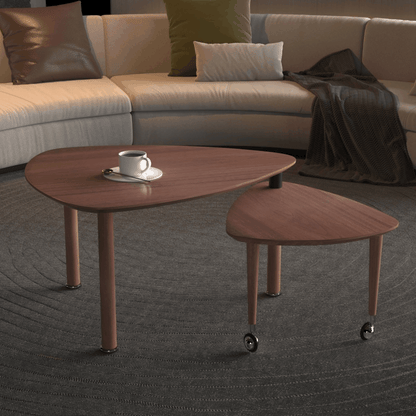 360 degree Rotatable modern Coffee Table for Living Room, solid wood legs with simply assemble Cocktail Table, Rotating Modern Apartment Wood Furniture Walnut / Black / Grey Brown / White image 11