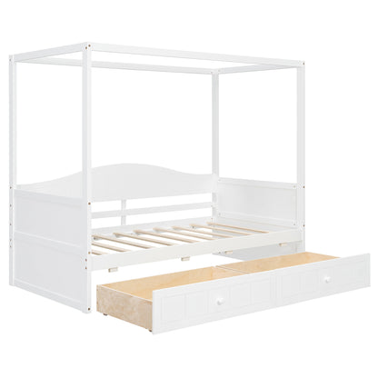 Twin Size Canopy Day Bed with 2 Drawers, White(Old SKU: N708P373435K) image 11