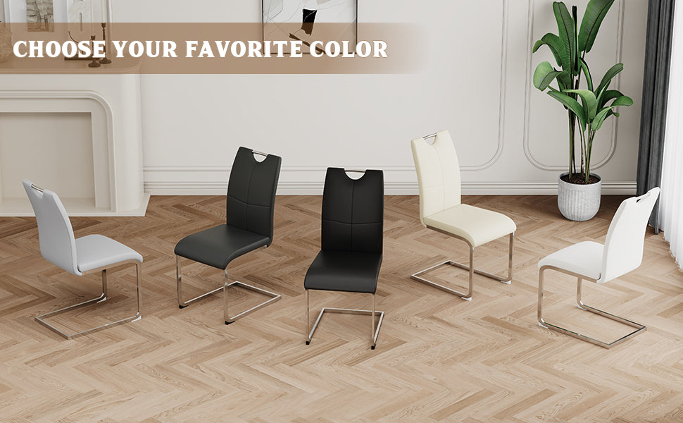 Modern Dining Chairs with Faux Leather Padded Seat Dining Living Room Chairs Upholstered Chair with Chrome Metal Legs Design for Kitchen, Living, Bedroom, Dining Room Side Chairs Set of 2 image 12