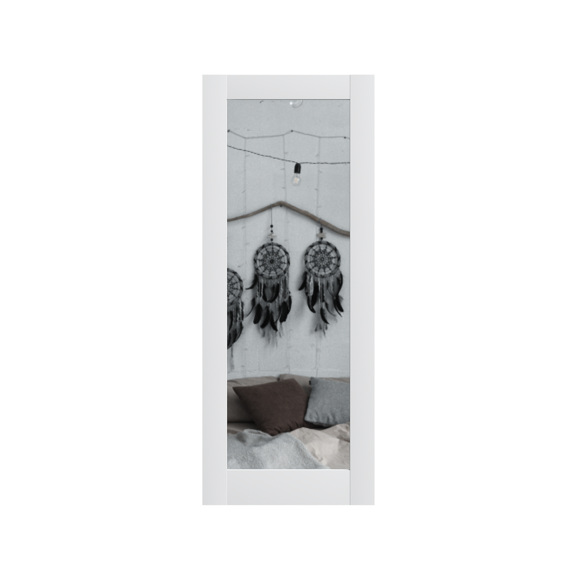 32" X 80"French Slab Door,1-Lite Mirror Solid Wood Slab Interior Doors Pre-Assembled for Pantry Laundry Closet Bathroom,White Primed Panel Door,w/o Hardware image 7