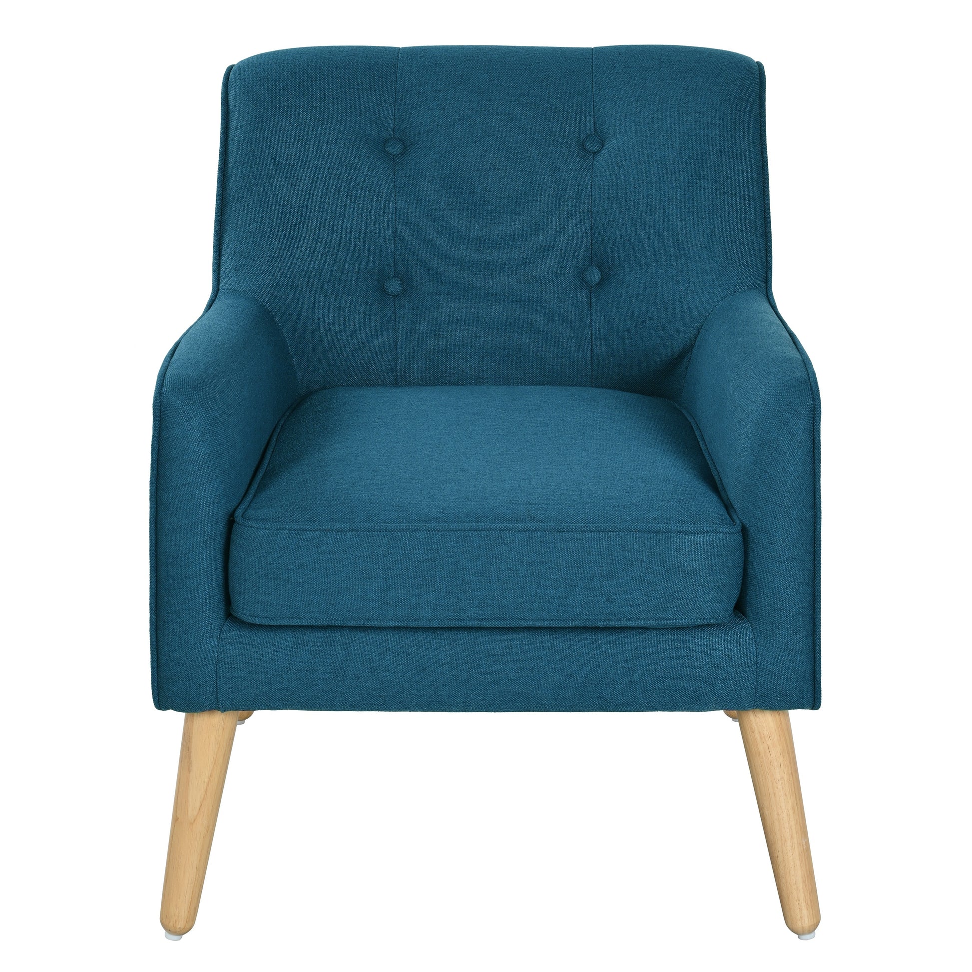 Mid-Century Modern Armchair - Tufted Fabric Accent Chair with Solid Wood Legs for Living Room, Bedroom & Office - Comfortable Polyester Upholstery - Classic Button-Tufted Back & Tapered Design image 8