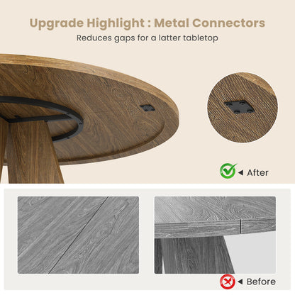 47" Round Dining Table for 4-7 People, Modern Wood Kitchen Table with Sturdy Metal Base, Large Round Dinner Table for Dining Room, Easy Assembly image 5