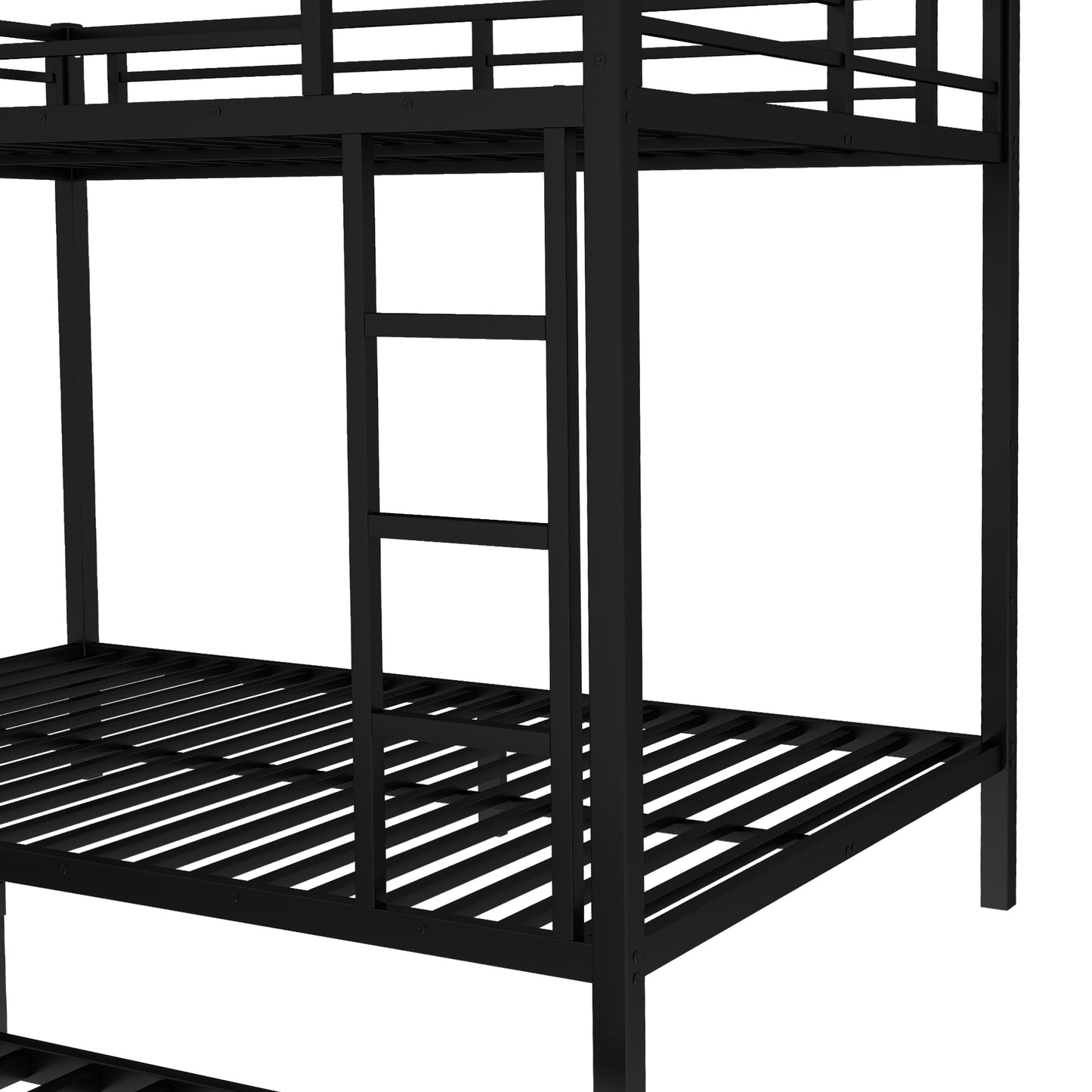 Full over Full Metal Bunk Bed with Twin Size Trundle, Black image 8