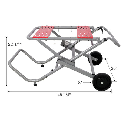 Rolling Foldable Table Saw Stand, Heavy Duty Portable Universal Table Saw Base with 8" Wheels, Adjustable Height, 330Lbs Load Capacity for Woodworking Garage Workshop image 11