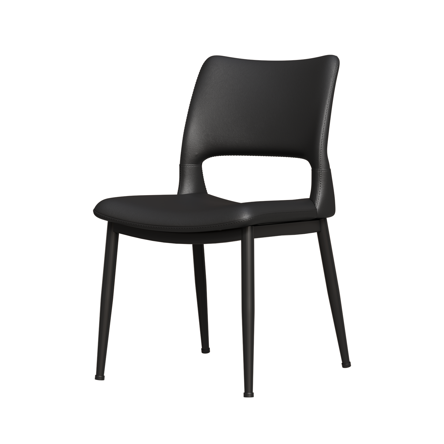 Modern minimalist black PU leather Dining Chairs Set of 2, comfortable backrest design, metal leg support, suitable for restaurants, kitchens, and offices. image 12
