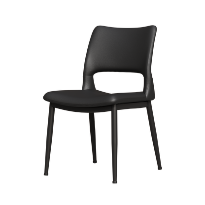 Modern minimalist black PU leather Dining Chairs Set of 2, comfortable backrest design, metal leg support, suitable for restaurants, kitchens, and offices. image 12