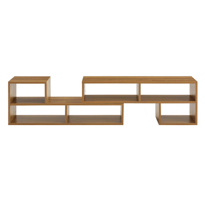 Modular Extendable TV Stand, Rustic Wood Media Console with Open Storage Cubbies, Freestyle Combination Entertainment Center, Adjustable TV Cabinet for Living Room Bedroom Apartment image 12
