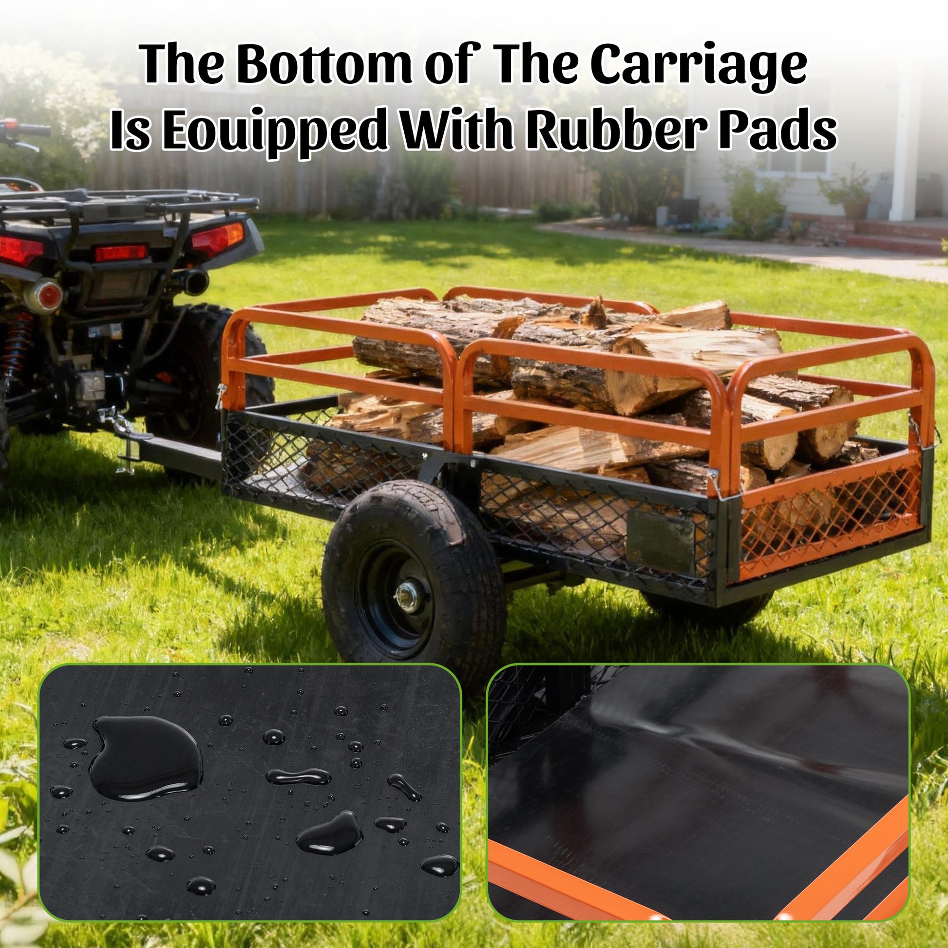 1500LBS Capacity 15 Cubic Feet Dump Cart Trailer, Heavy Duty Tow Behind Hauling & Dumping Wagon for ATV, UTV, Lawn Tractor and Garden Use image 5
