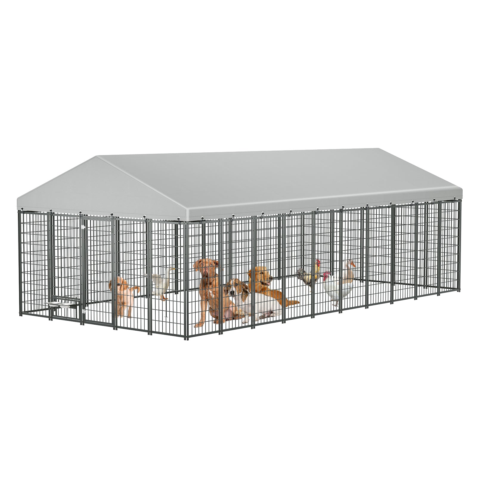 Large Dog Kennel Outdoor Pet Pens Dogs Run Enclosure Animal Hutch Metal Coop Fence with Roof Cover. 18.9'L x 9.61'W x 6.76'H. image 1