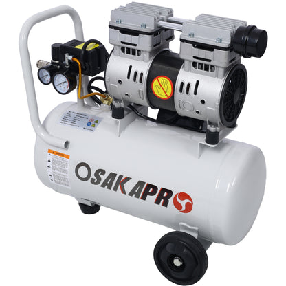 1.5HP Silent Oil-Free Air Compressor 8 Gallon, Oil-Free, Electric Shop Air Compressor Portable,Lightweight with Wheels, 70 dBA Noise Level, with Automatic Drain Valve,Light Gray image 2