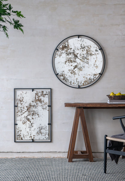 D31.5x0.5" Theodor Mirror with industrial design Round Mirror with Metal Frame for Wall Decor & Entryway Console Lean Ag image 15