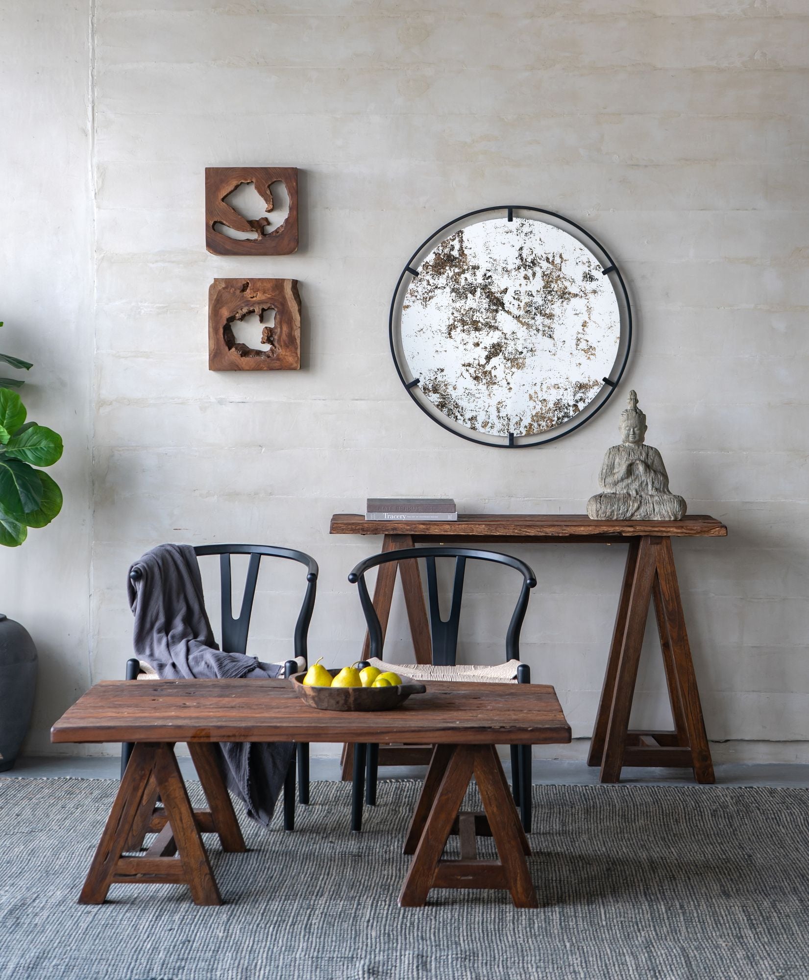 D31.5x0.5" Theodor Mirror with industrial design Round Mirror with Metal Frame for Wall Decor & Entryway Console Lean Ag image 17