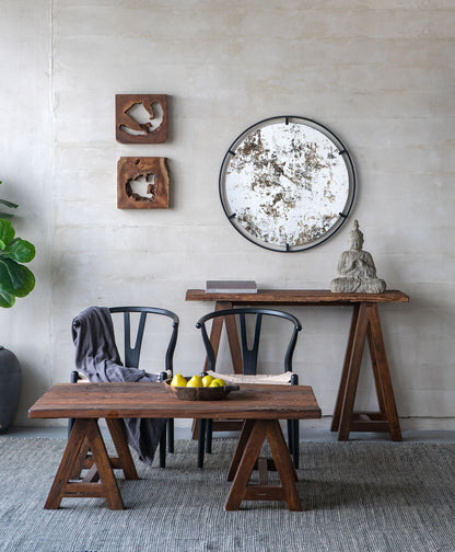 D31.5x0.5" Theodor Mirror with industrial design Round Mirror with Metal Frame for Wall Decor & Entryway Console Lean Ag image 17