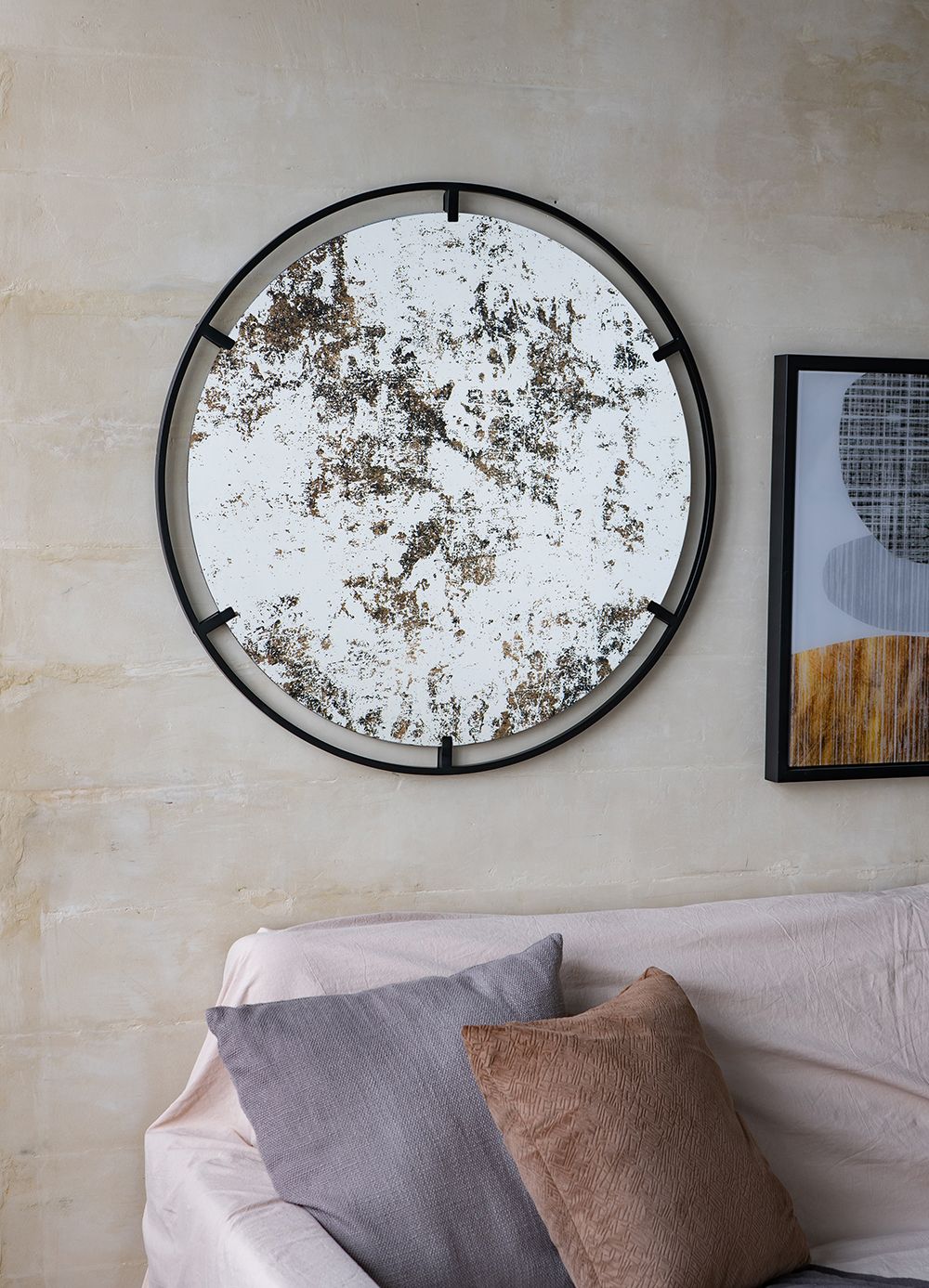 Theodor mirror in living room wall decor setting
