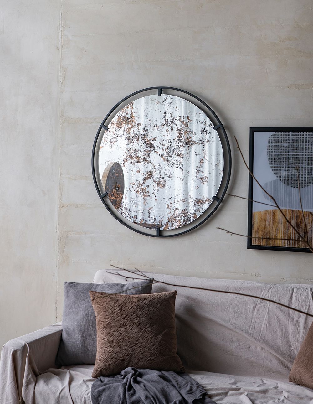 Close up of Theodor mirror metal frame texture