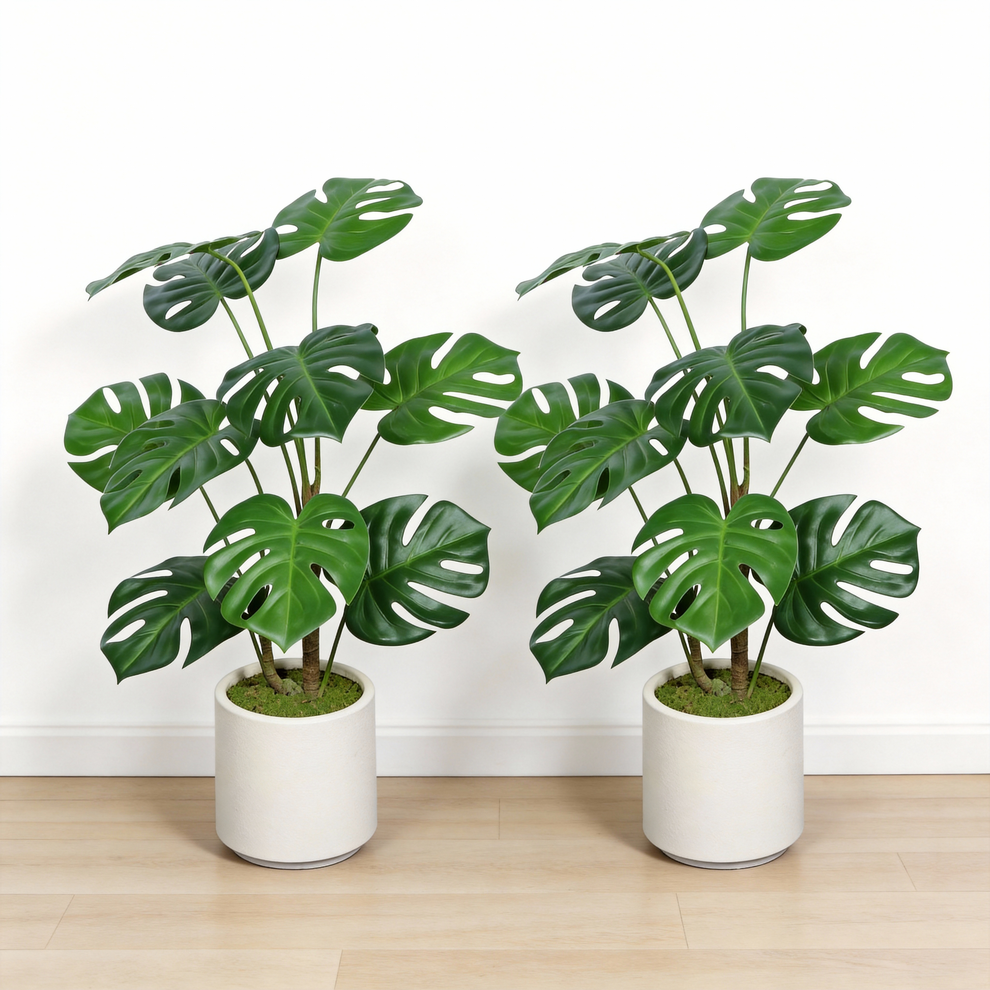 30'' Artificial Monstera Deliciosa Plant with White Pot, 2 pcs / set image 2