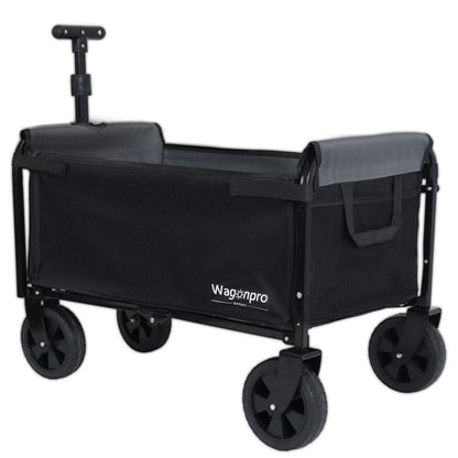 All-in-One Convertible Folding Camping Wagon Cart: Bench Seat, Storage Compartment & Included Dog Tether, Black/Gray image 5