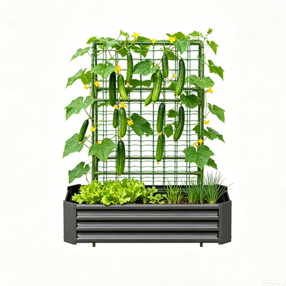 2-in-1 Raised Garden Bed with Trellis - 59" Tall Arch Planter Box for Climbing Plants, Outdoor Galvanized Metal Gardening Bed for Vegetables, Fruits, Flowers (Black, 4x2x1 Ft) image 8