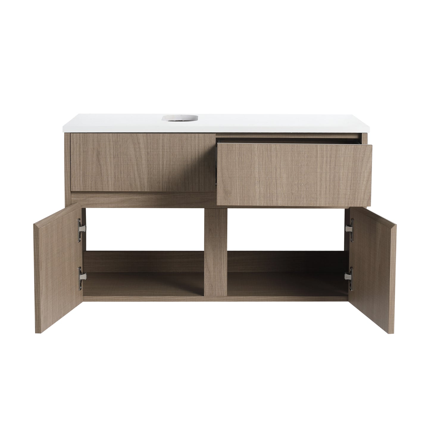 32(31-1/2") Inch Wall-Mounted Bathroom Vanity, 2-Soft Close Doors and 1-Drawer, KD-Packing, Particle Board (Vanity Only, Without Sink) image 7