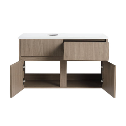 32(31-1/2") Inch Wall-Mounted Bathroom Vanity, 2-Soft Close Doors and 1-Drawer, KD-Packing, Particle Board (Vanity Only, Without Sink) image 7