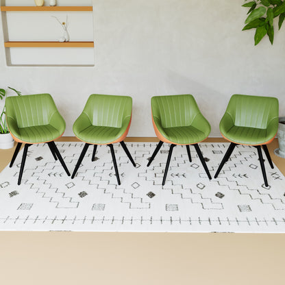 A set of 4 dining chairs, medieval modern kitchen dining chair, PU decorative chairs with black metal legs, suitable for home&kitchen (Green and Orange) image 1