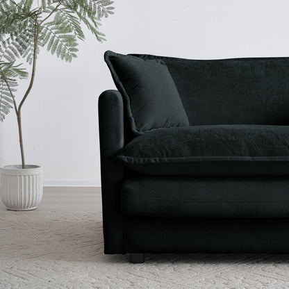 Chenille Fabric Ottomans Footrest to Combine with 2 Seater Sofa, 3 Seater Sofa and 4 Seater Sofa, Black Chenille image 3