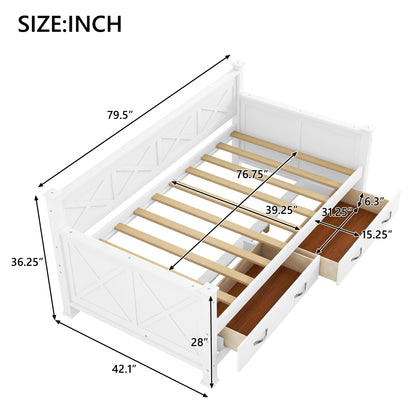 Twin Size Wooden Modern and Rustic Casual Style Daybed, Cream White image 10