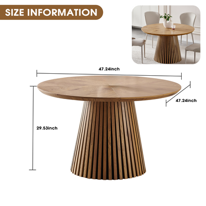 Wooden dining table, modern round kitchen dining table, fashionable design, suitable for family gatherings, multi-functional and space-saving, suitable for living room and dining room image 4