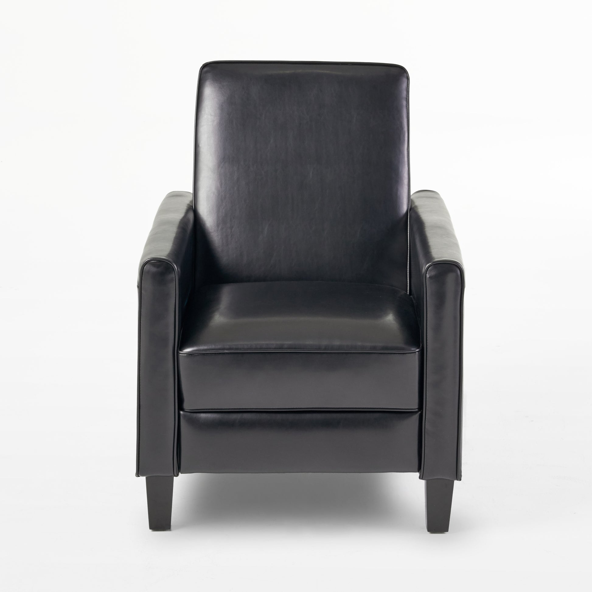 27.5" Push Back Recliner Chair Upholstered Recliner Armchair with Solid Beech Wood Legs for Living Room and Bedroom(Old SKU:52422.00PUBLK), Black image 6