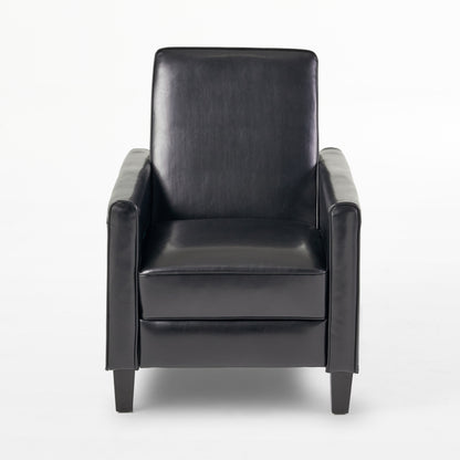 27.5" Push Back Recliner Chair Upholstered Recliner Armchair with Solid Beech Wood Legs for Living Room and Bedroom(Old SKU:52422.00PUBLK), Black image 6